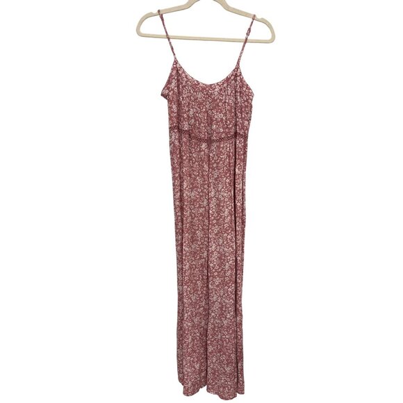 Pink Rose Maxi Dress Size Small Floral Print Sleeveless Pink White Bohemian Chic - Picture 1 of 7